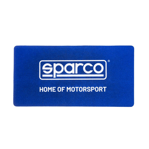 Sparco Home of Motorsport blue and white rectangular doormat