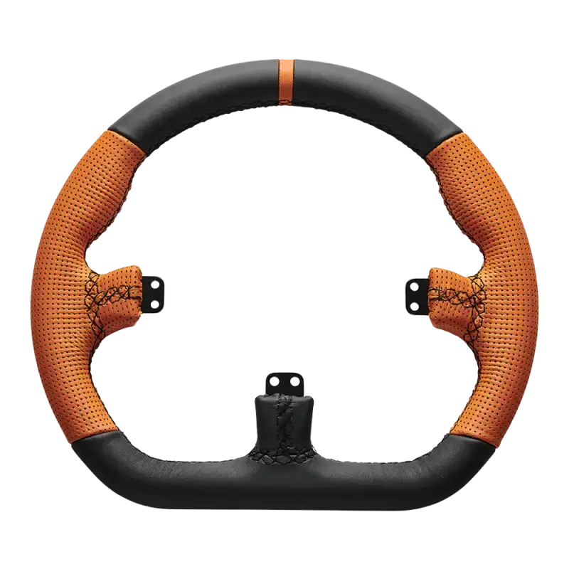 Asetek SimSports closed D orange leather rim - Asetek SimSports - Sim Race Webshop product image 2