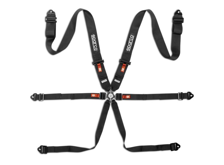 Sparco Competition H-3 Steel 6-Point Racing Harness 2026 – Black – photo 2