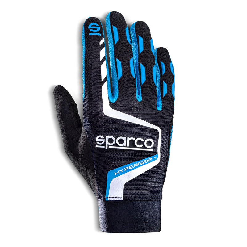 Sparco Hypergrip+ Sim Racing Gloves — Black/Light Blue