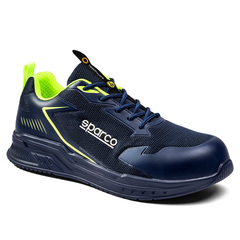 Sparco Safety Shoes S1PS Turbo Flinger ESD Sneaker Unisex Navy/Light Blue — Navy Blue/Lime
