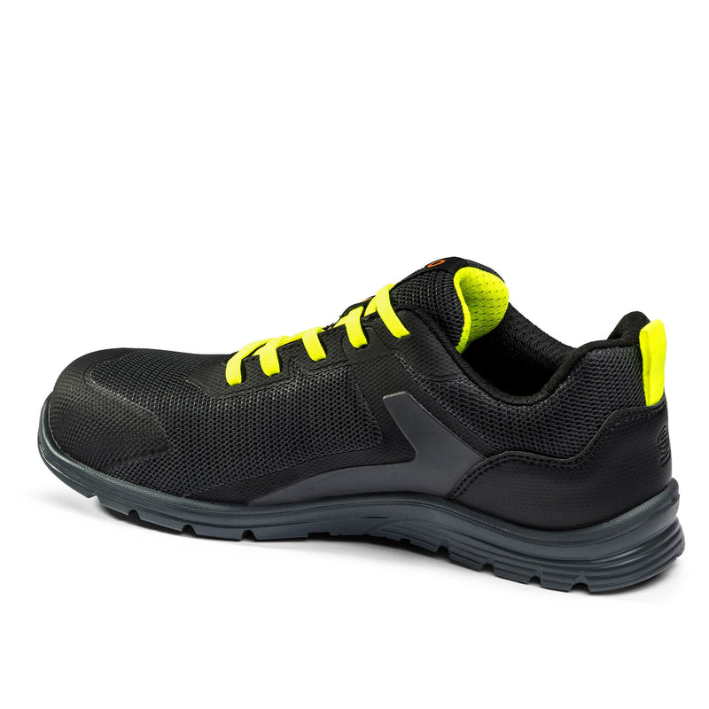 Sparco Safety Shoes S1PS Practice Josef ESD Sneaker Unisex Grey/Fluorescent Green — Dark grey/Fluorescent yellow