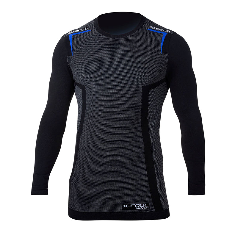 Sparco Base Layer K-Carbon Longsleeve — Black/Electric blue
