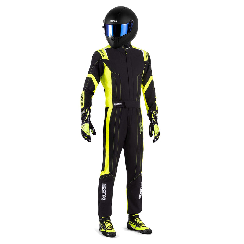 Sparco Thunder Advanced Karting Suit — Black/Fluo yellow