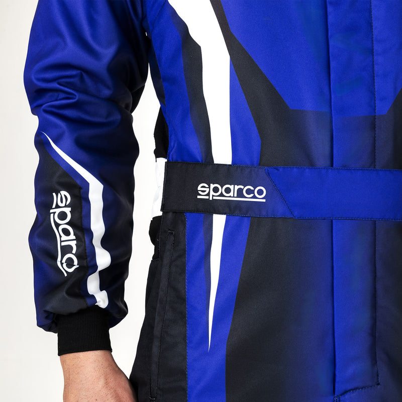 Sparco Prime-K Advanced Karting Suit — Electric Blue/White/Black